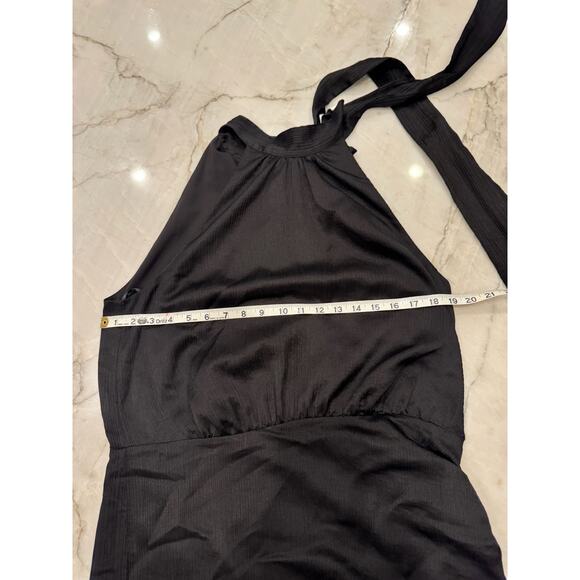 Veronica Beard Dress Sz 16 Women’s Black Silk Halter Asymmetrical Cocktail Gown - Picture 9 of 12